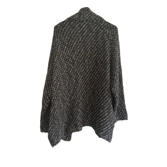 Zara Knit Chunky Black White Grey Open Front Cardigan Sweater M - Picture 7 of 11